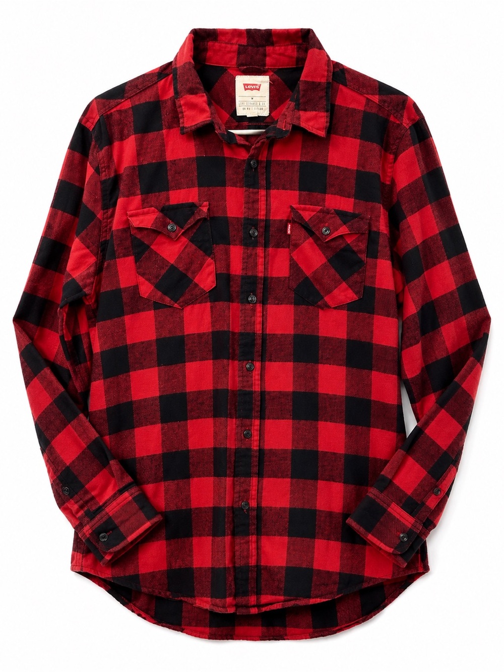 Levi's Red and Black Buffalo Plaid Button-Down Shirt men’s medium